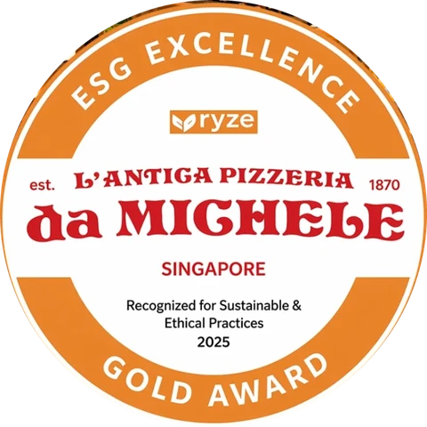 RYZE ESG Excellence Gold Award seal, Da Michele Singapore, 2025